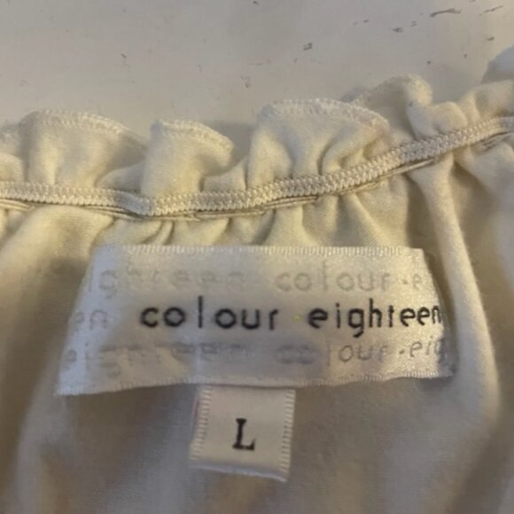 Colour Eighteen long sleeve V-neck tee with metal ring smocking in cream NWOT - Picture 7 of 8